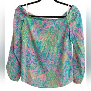 Lilly Pulitzer Women's Colorful Off-Shoulder Top Blouse-Size XS EUC